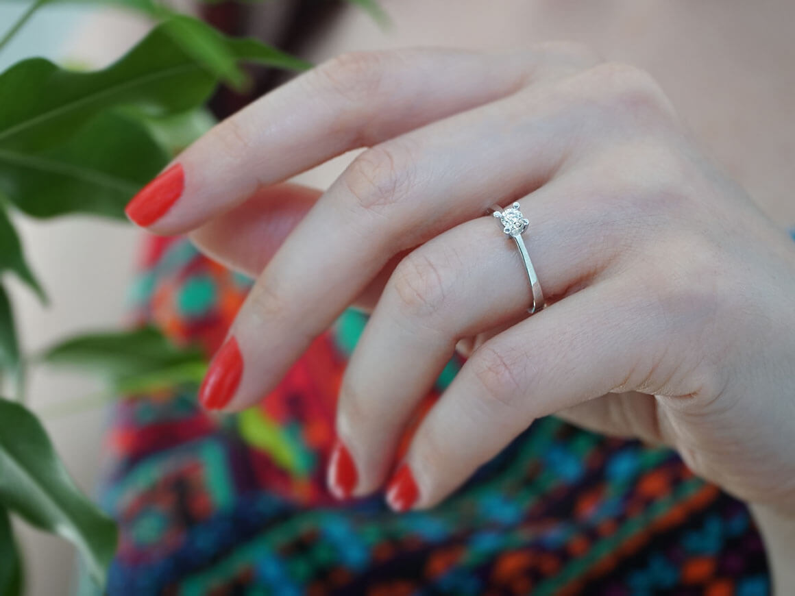 Bague solitaire en diamant de 0,24 carat couleur G
