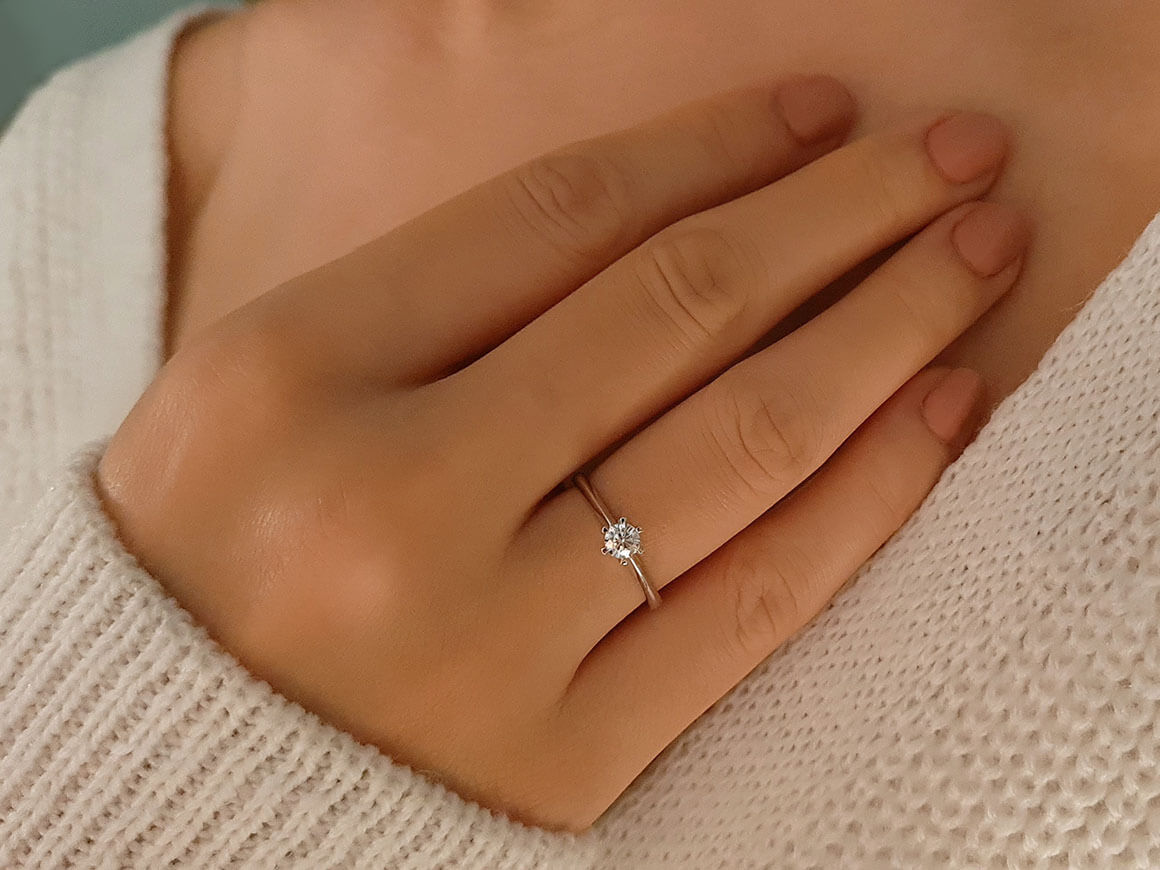 Bague solitaire en diamant de 0,26 carat de couleur F