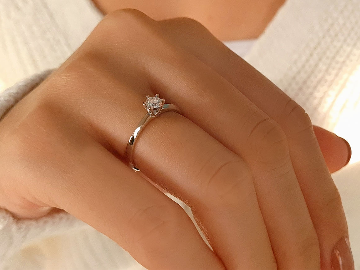 F Color 0.26 Carat Diamond Solitaire Ring