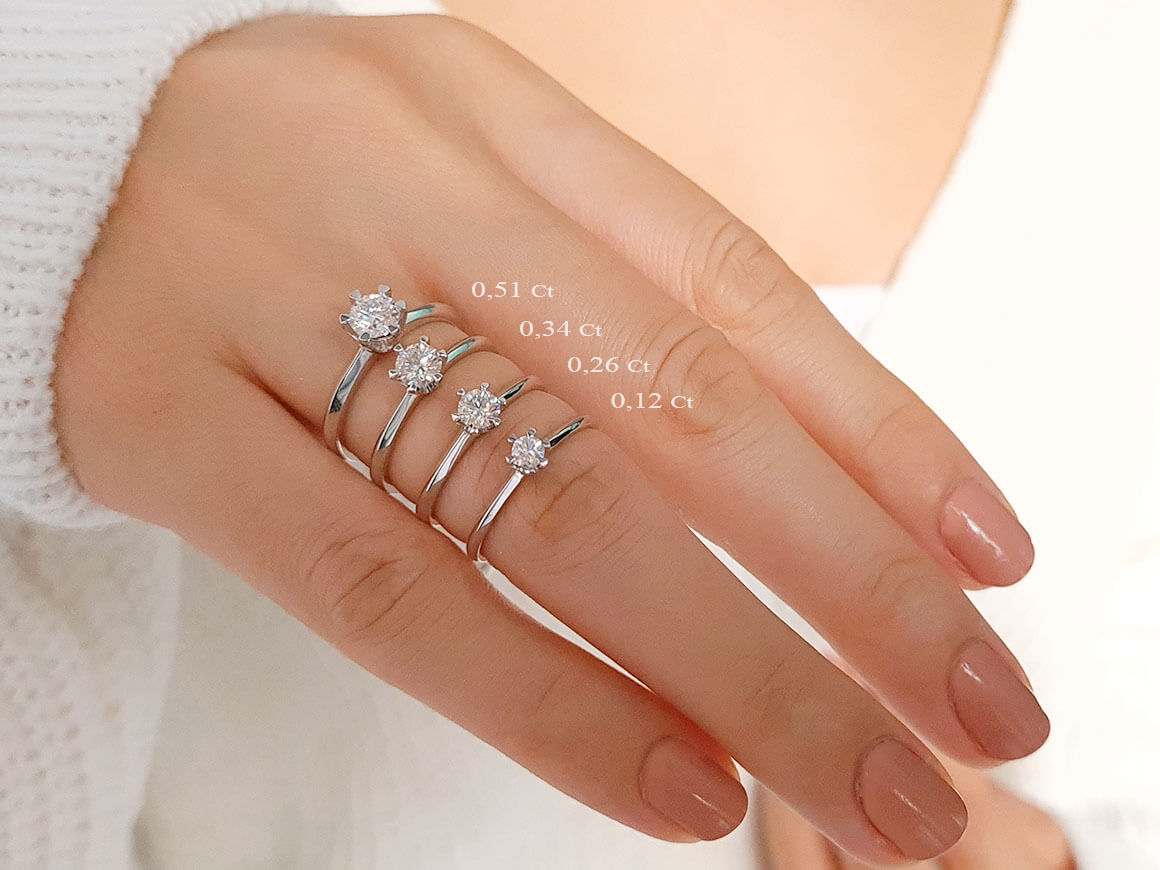 F Color 0.34 Carat Diamond Solitaire Ring