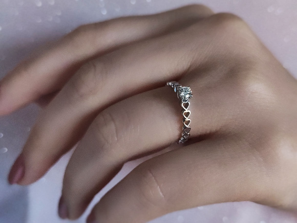 Bague solitaire en diamant de 0,15 carat couleur G