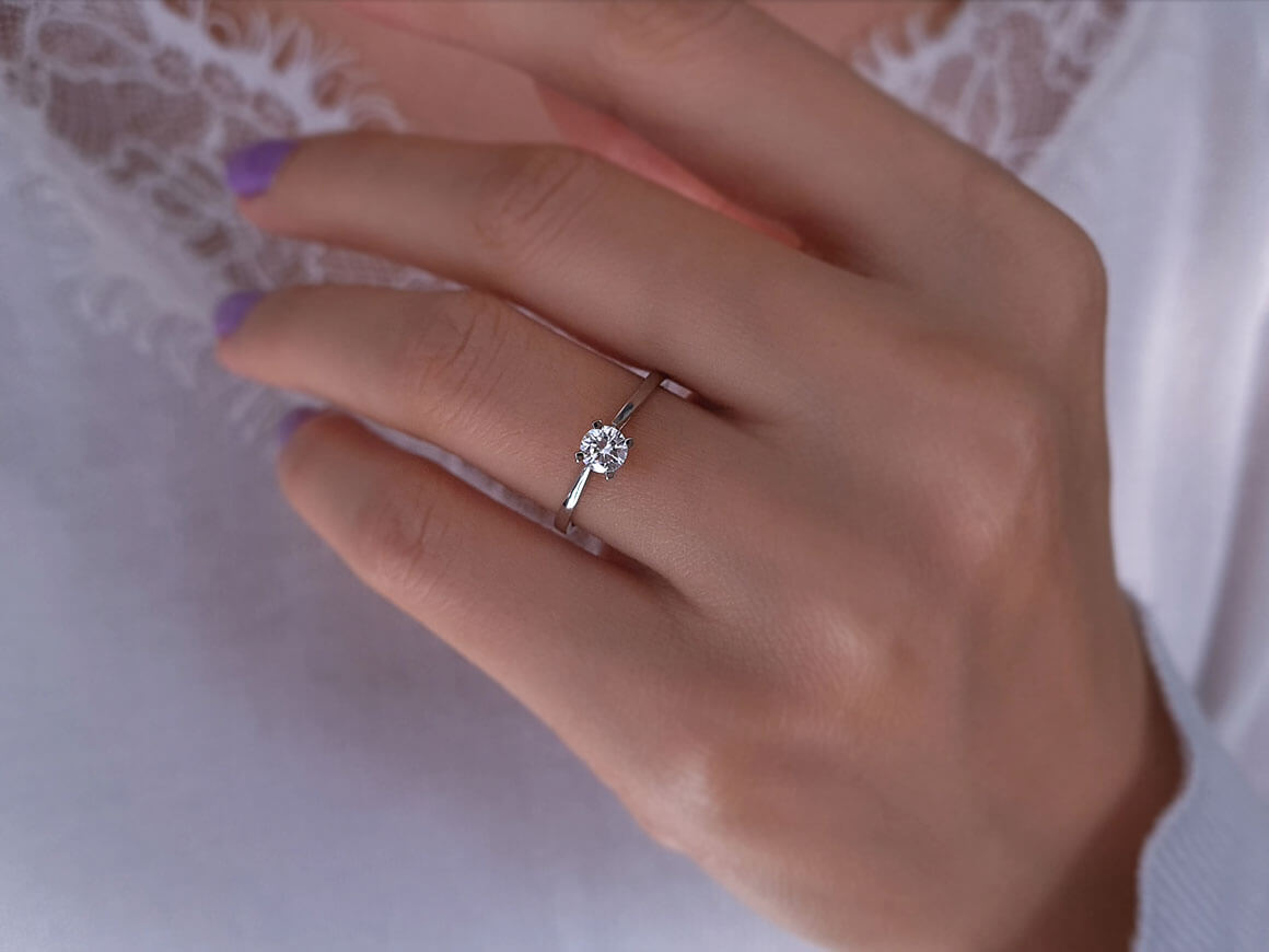 Bague solitaire en diamant de 0,33 carat couleur G