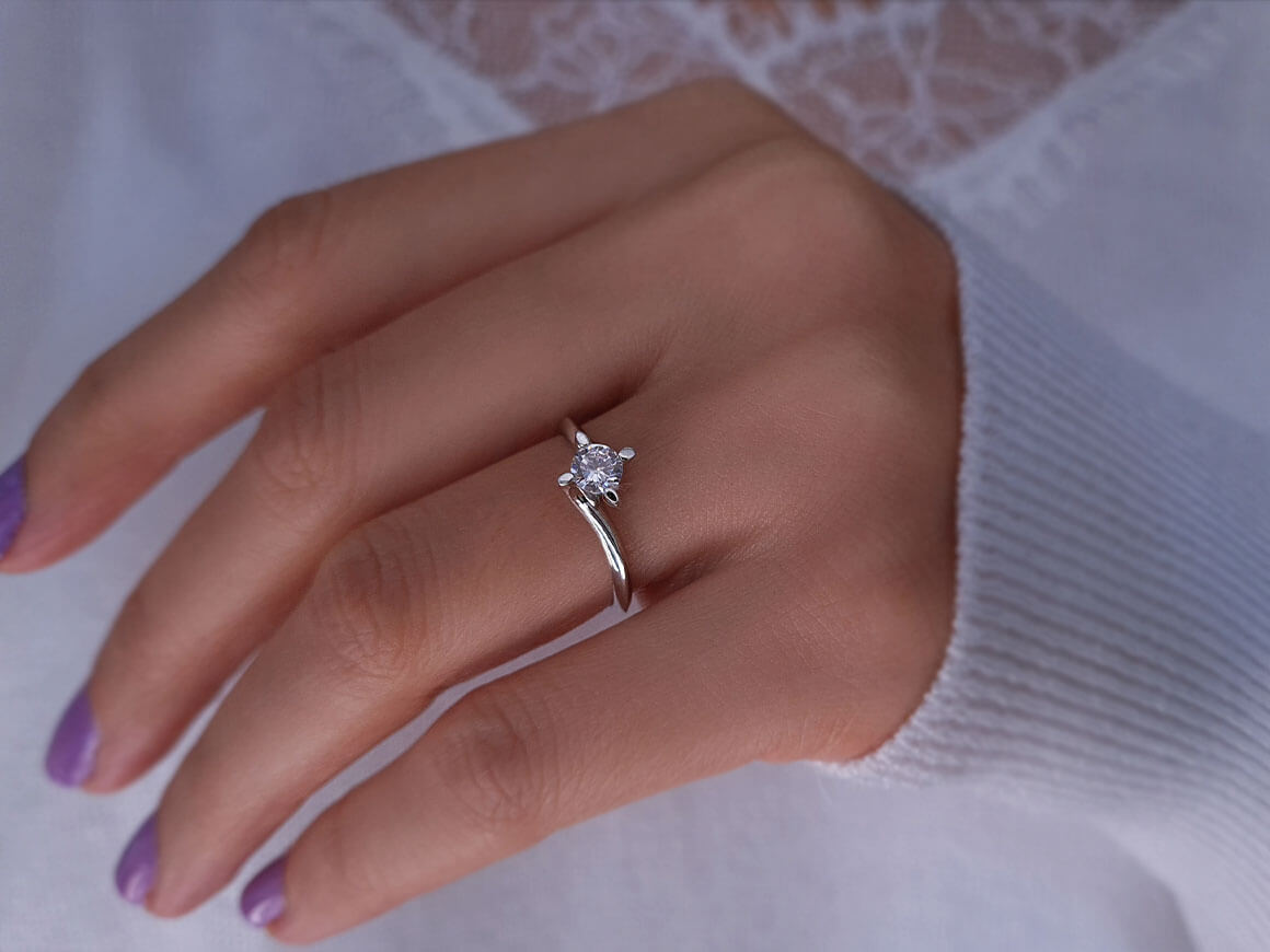Bague solitaire en diamant de 0,33 carat couleur G