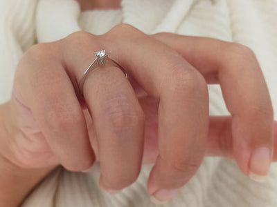 E Color 0.11 Carat Diamond Solitaire Ring