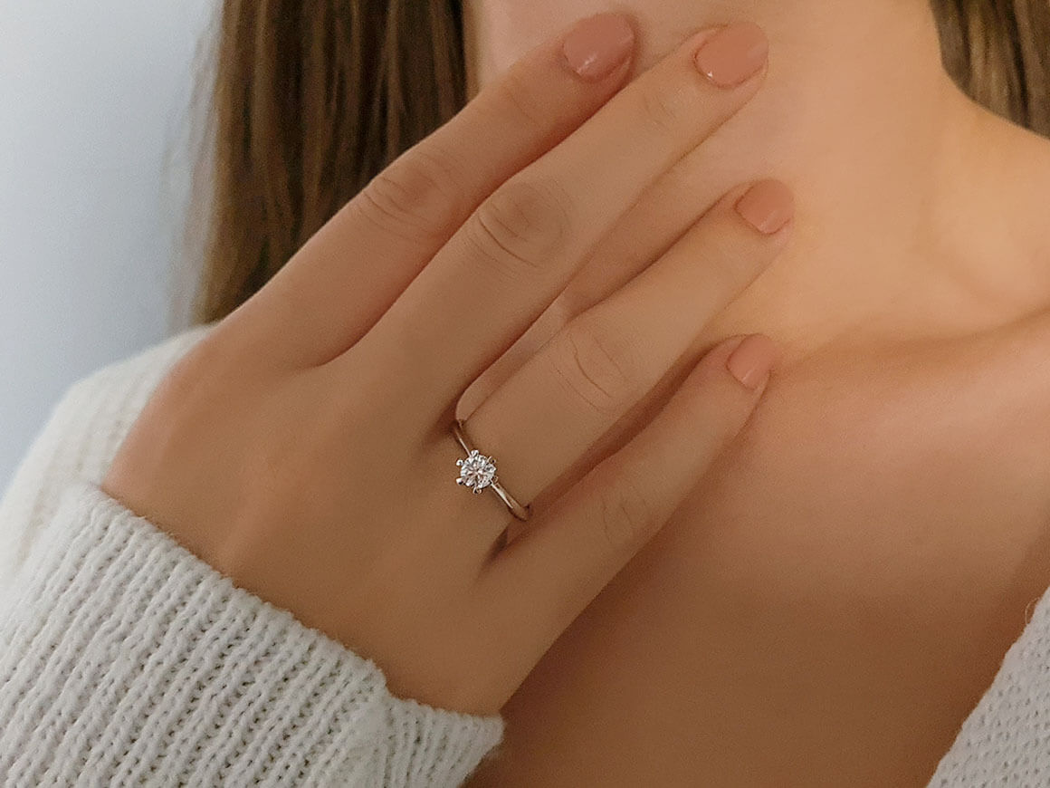 Bague solitaire en diamant de 0,51 carat de couleur E