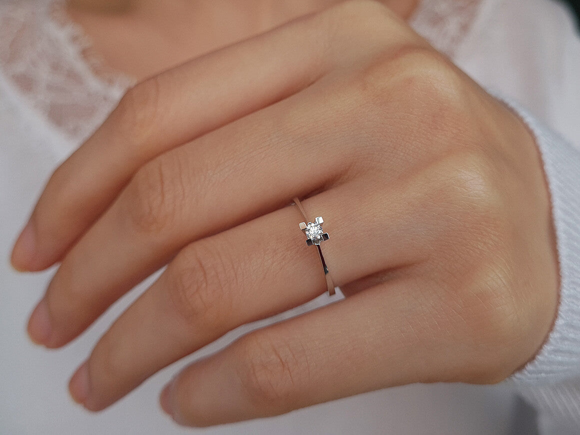 E Color 0.09 Carat Diamond Solitaire Ring
