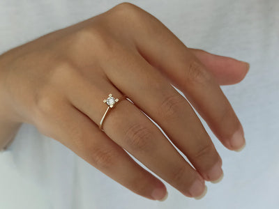 0.23 carat diamond solitaire ring in 14 K yellow gold