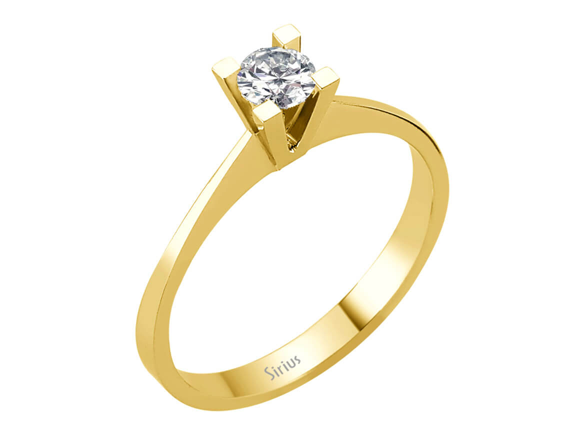 0.23 carat diamond solitaire ring in 14 K yellow gold