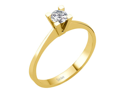 0.23 carat diamond solitaire ring in 14 K yellow gold