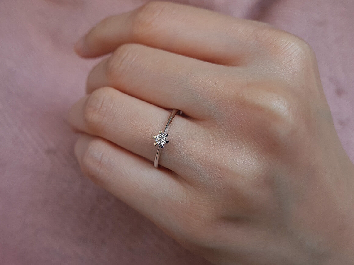 E Color 0.12 Carat Diamond Solitaire Ring