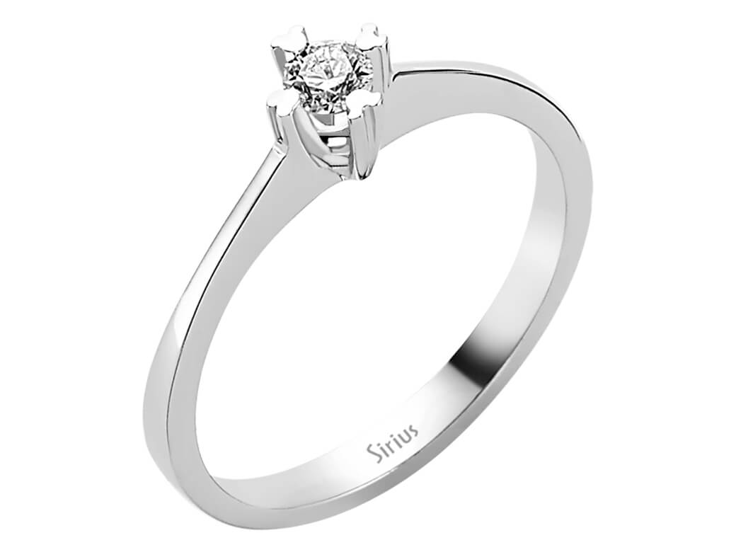 G Farbe 0,14 Karat Diamant Solitär Ring in 14K Weißgold - handgefertigter Diamantschmuck aus Feingold | Sirius Diamant