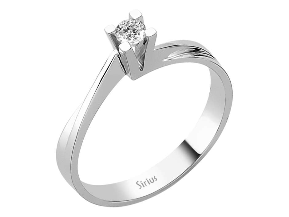 0,10 Karat Diamant Solitär Ring in 14 K Weißgold – handgefertigter Diamantschmuck aus Feingold | Sirius Diamant