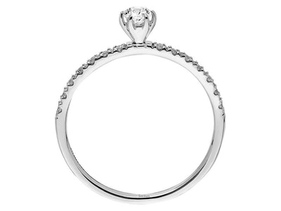 0.30 ct. Diamond Solitaire Pave Ring - 14k Gold
