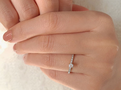 0.30 ct. Diamond Solitaire Pave Ring - 14k Gold