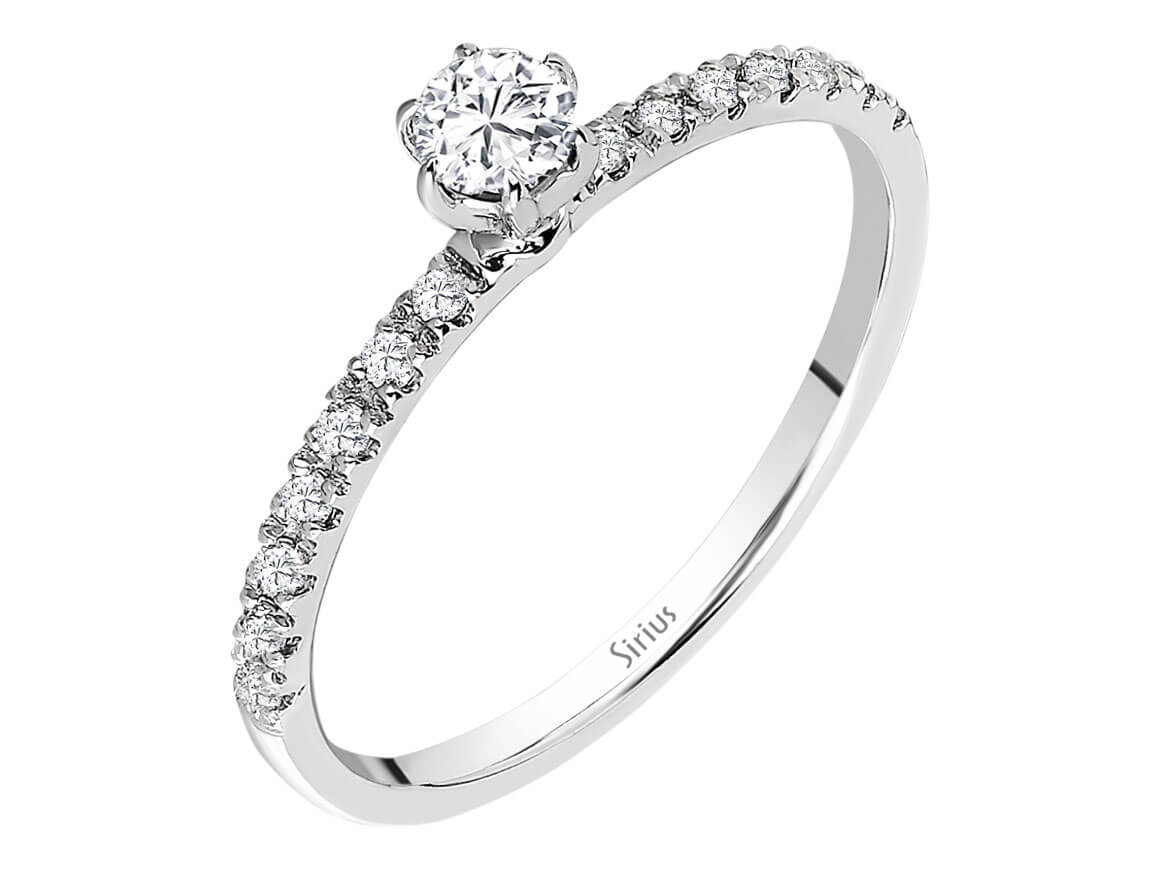 0,30 ct. Diamant Solitär Pave Ring - 585er Gold - handgefertigter Diamantschmuck aus Feingold | Sirius Diamant
