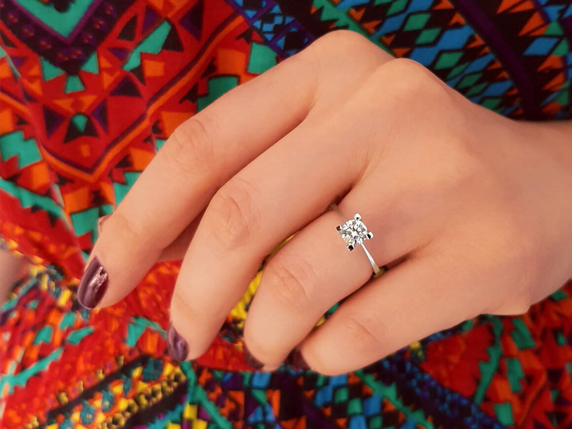 Bague solitaire en diamant de 0,57 carat 