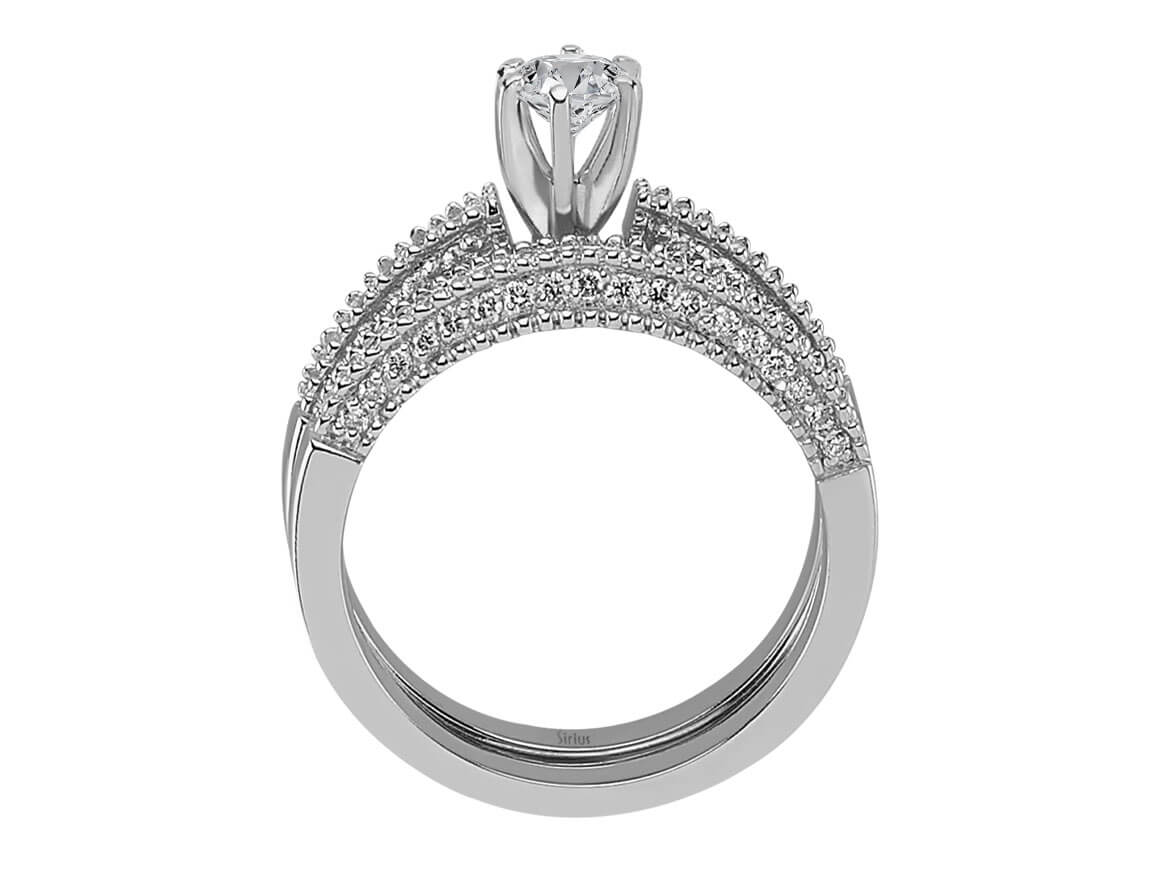 Insgesamt 0,96 Karat Diamant  Solitär Ring und Allianz - handgefertigter Diamantschmuck aus Feingold | Sirius Diamant