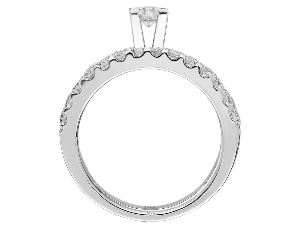 Insgesamt 1,01 Karat Diamant Solitär Ring und Allianz - handgefertigter Diamantschmuck aus Feingold | Sirius Diamant