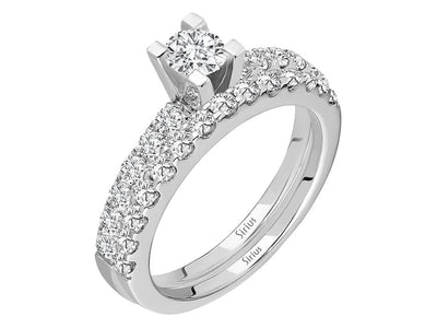Total 1.01 carat diamond solitaire ring and alliance