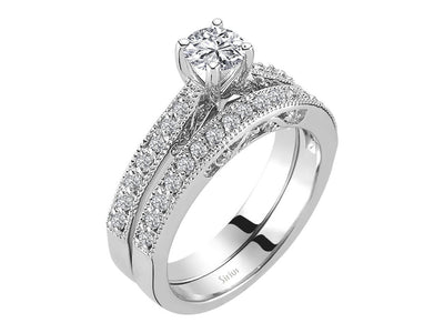 Total 1.04 carat diamond solitaire ring and alliance