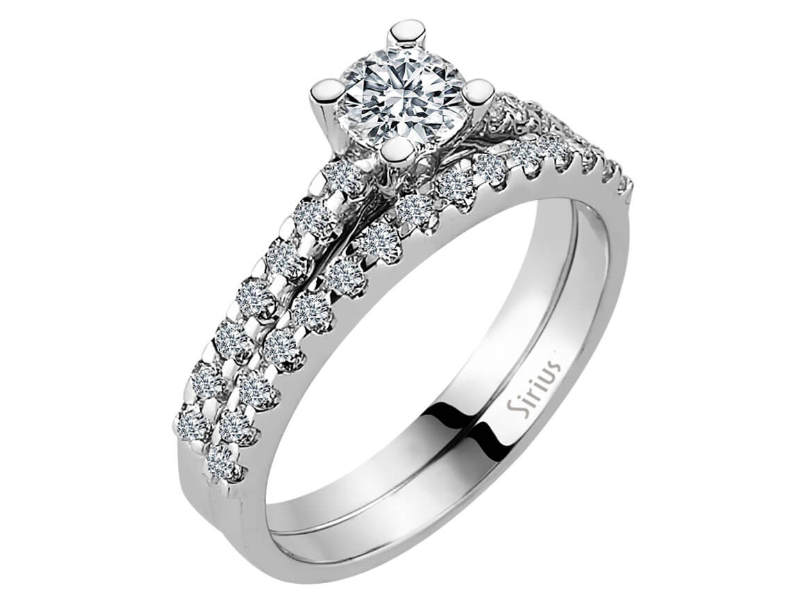 Insgesamt 1,03 Karat Diamant Solitär Ring und Allianz - handgefertigter Diamantschmuck aus Feingold | Sirius Diamant