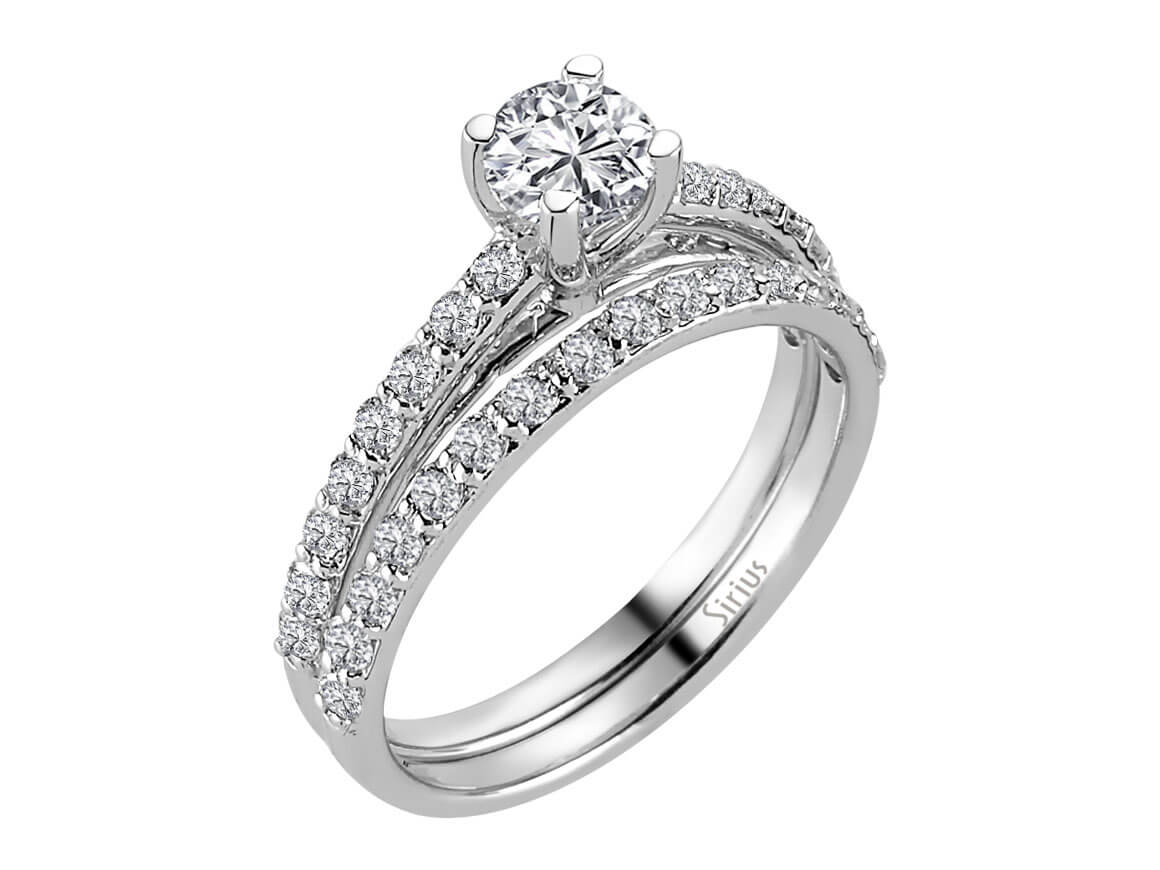 Insgesamt 1,05 Karat Diamant Solitär Ring und Allianz - handgefertigter Diamantschmuck aus Feingold | Sirius Diamant