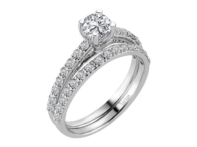Total 1.05 carat diamond solitaire ring and alliance