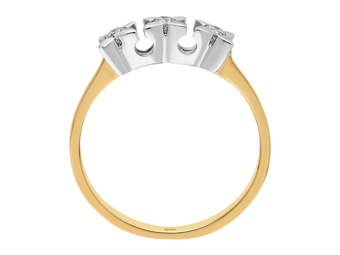 Bague trio de diamants de 0,11 carat en or jaune et blanc 8 carats