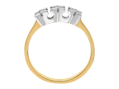 Bague trio de diamants de 0,11 carat en or jaune et blanc 8 carats