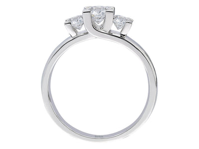 Bague trio de diamants de 0,75 carat en or blanc 14 carats