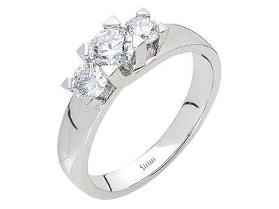 Bague trio de diamants de 0,75 carat en or blanc 14 carats