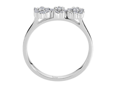 Diamond Tria Effect Daisy Jewelry Set in 8 K White Gold