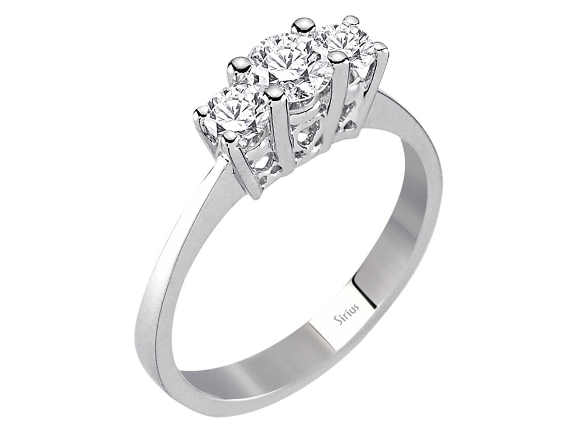 0,57 Karat Diamant Tria Ring in 750er 18 Karat Weißgold - handgefertigter Diamantschmuck aus Feingold | Sirius Diamant