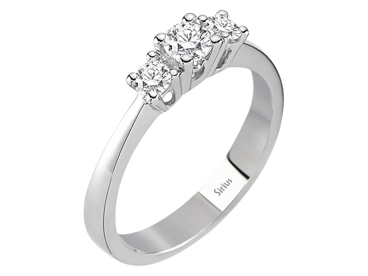 Bague trio de diamants de 0,42 carat en or blanc 14 carats