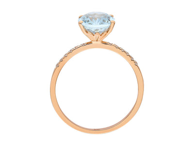 Diamond and Aquamarine Ocean Ring in 14K Rose Gold