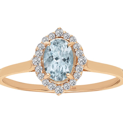 Diamant und Oval Schliff Aquamarin Ring - handgefertigter Diamantschmuck aus Feingold | Sirius Diamant