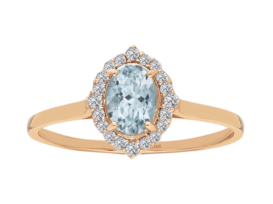 Diamond and Oval Cut Aquamarine Ring