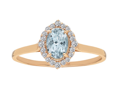 Diamond and Oval Cut Aquamarine Ring