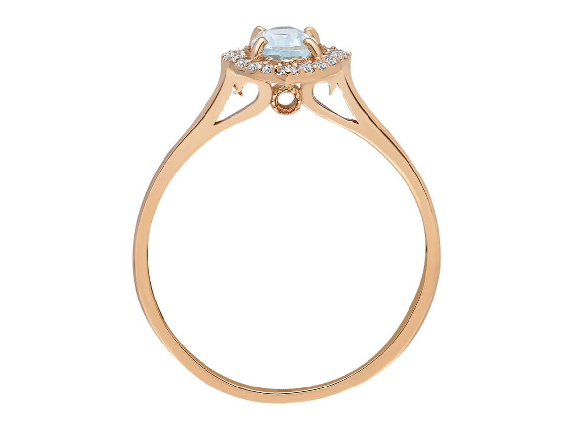 Diamond and Oval Cut Aquamarine Ring