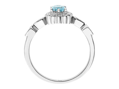 Diamond and Oval Aquamarine Neva Ring