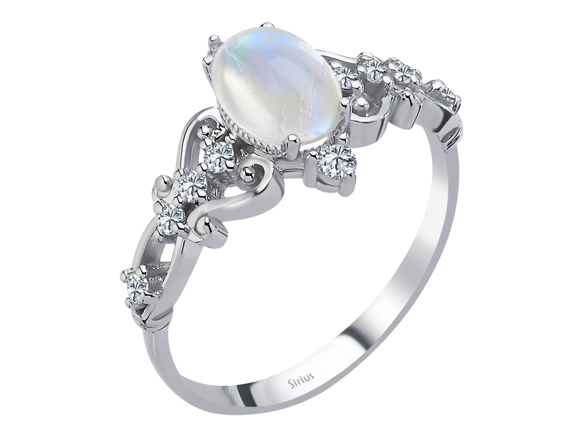 Principessa Ring mit Diamanten und Mondstein - handgefertigter Diamantschmuck aus Feingold | Sirius Diamant