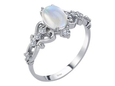 Principessa ring with diamonds and moonstone