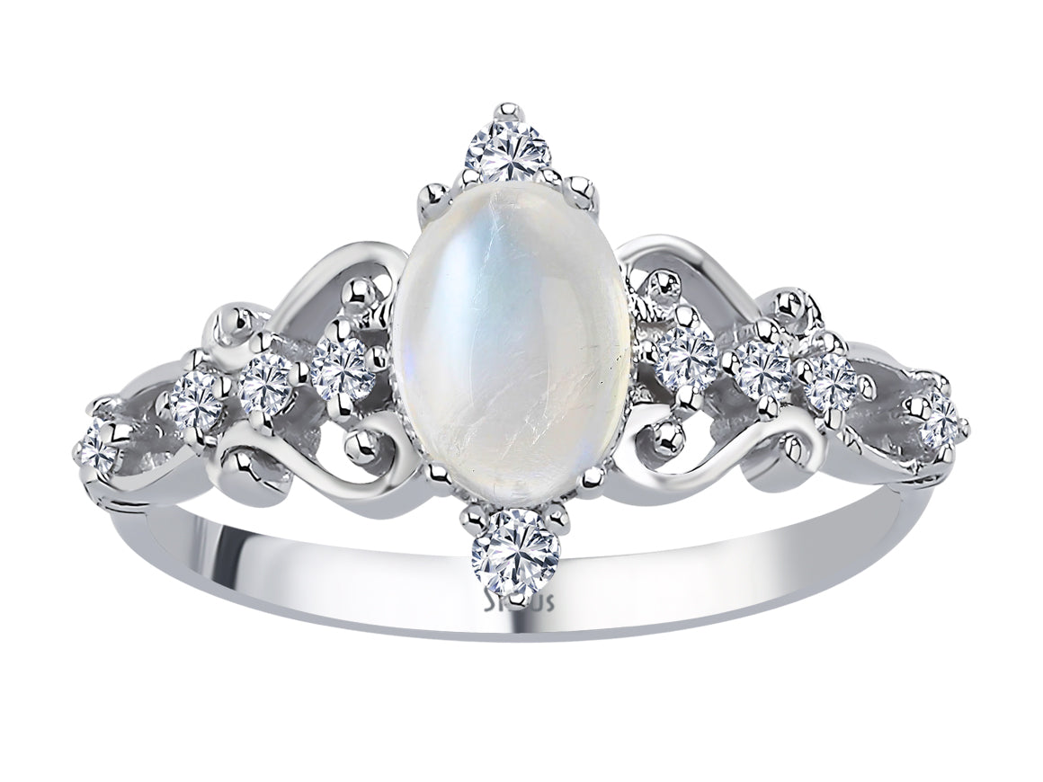 Principessa Ring mit Diamanten und Mondstein - handgefertigter Diamantschmuck aus Feingold | Sirius Diamant