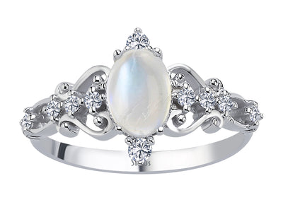 Principessa ring with diamonds and moonstone