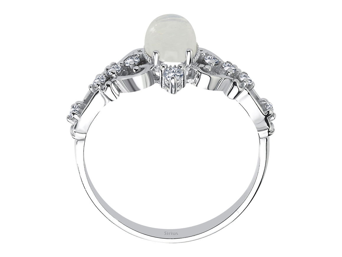 Principessa Ring mit Diamanten und Mondstein - handgefertigter Diamantschmuck aus Feingold | Sirius Diamant