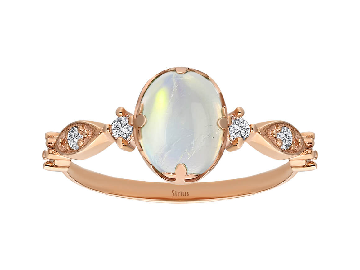 Diamond and Moonstone Selene Ring