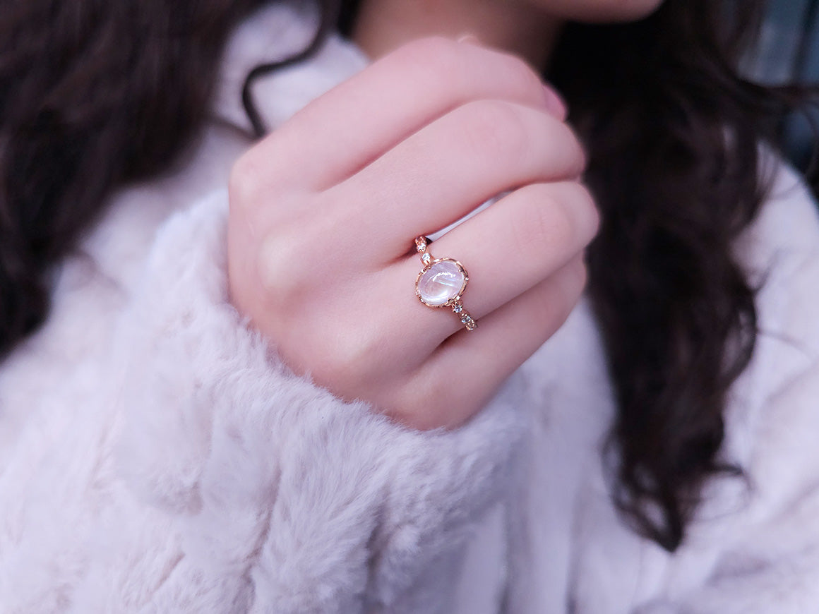 Diamond and Moonstone Selene Ring