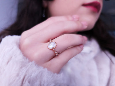 Diamond and Moonstone Selene Ring