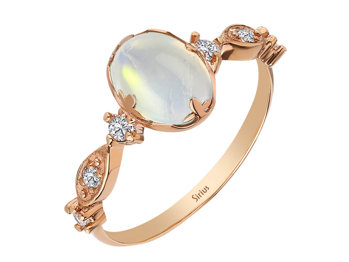 Diamond and Moonstone Selene Ring