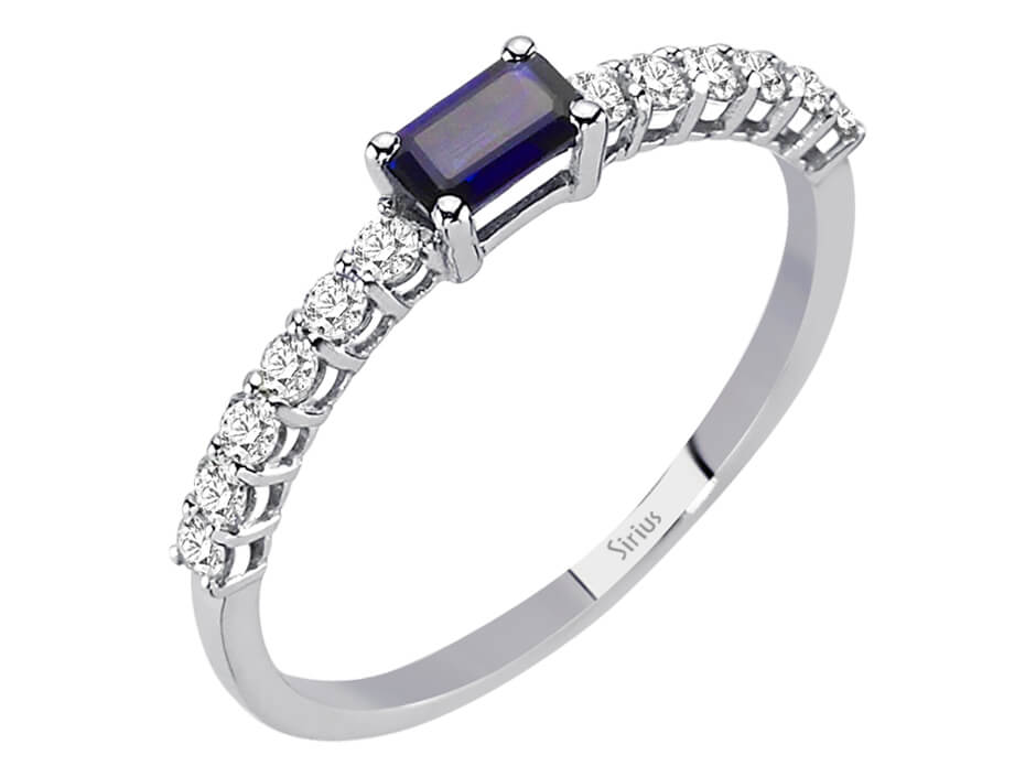 Diamant und Baguette Saphir Ring - handgefertigter Diamantschmuck aus Feingold | Sirius Diamant